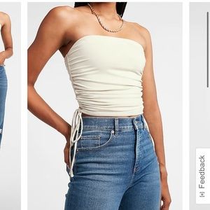 Body Contour Double Layer Ruched Side Tie Tube Top